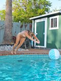 Mouthwatering old timer Luna takes a plunge into the swimming pool all naked