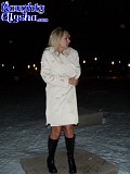 Crazy blonde bitch Alysha makes a dildo out of snow and fucks herself in the middle of a snowy field